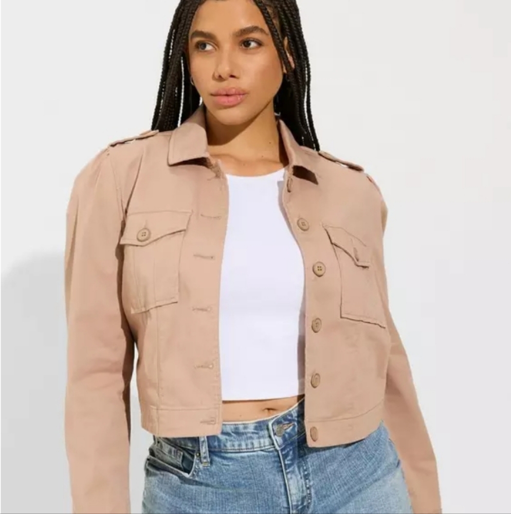 Torrid Cotton Cropped Jacket Chest Pockets size 18-20 - Picture 8 of 17
